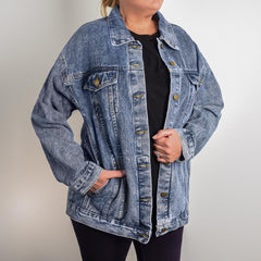 “Do You Know El-Roi?” – Faith Question Oversized Women's Denim Jacket